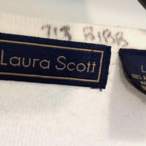 Women's Sweater Button-up Cardigan Sz Large White Floral Knit Designs High Neck - Picture 3 of 10